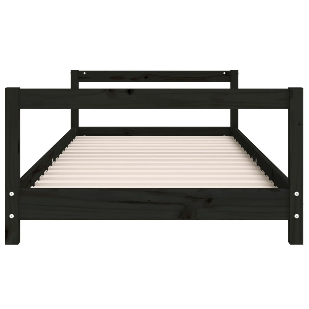 Kids Bed Frame Black 90x200 cm Solid Wood Pine