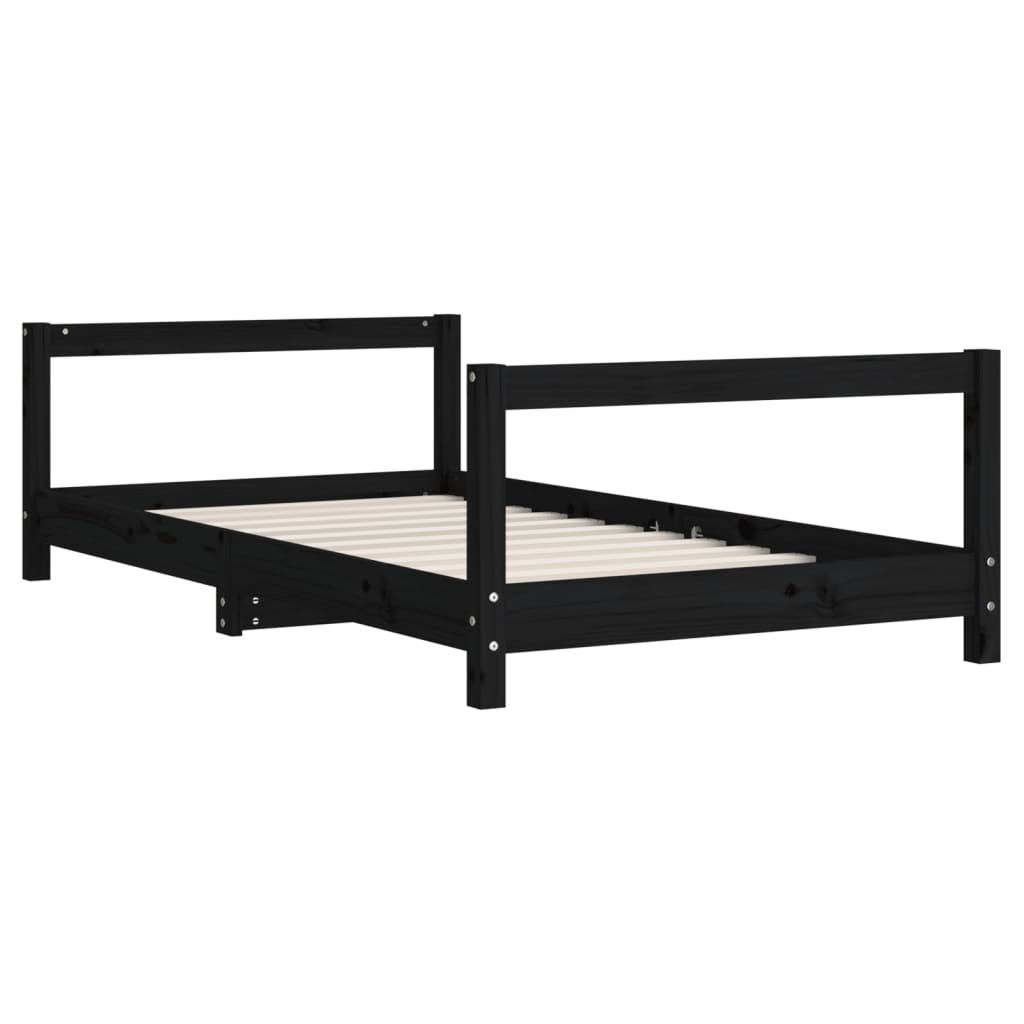 Kids Bed Frame Black 80x160 cm Solid Wood Pine