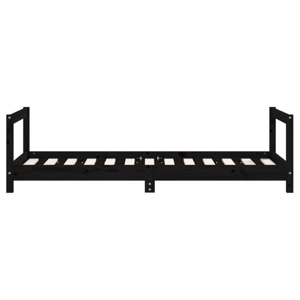 Kids Bed Frame Black 80x160 cm Solid Wood Pine