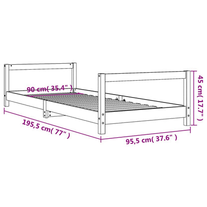 Kids Bed Frame White 90x190 cm Solid Wood Pine