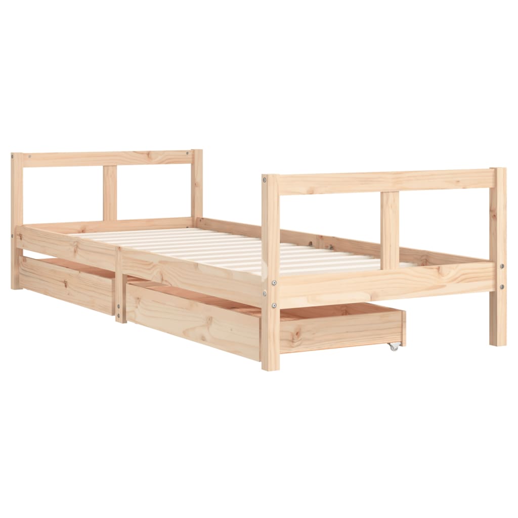 Kids Bed Frame with Drawers 80x200 cm Solid Wood Pine