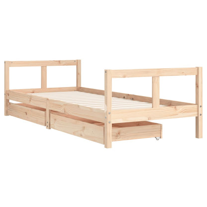 Kids Bed Frame with Drawers 80x200 cm Solid Wood Pine