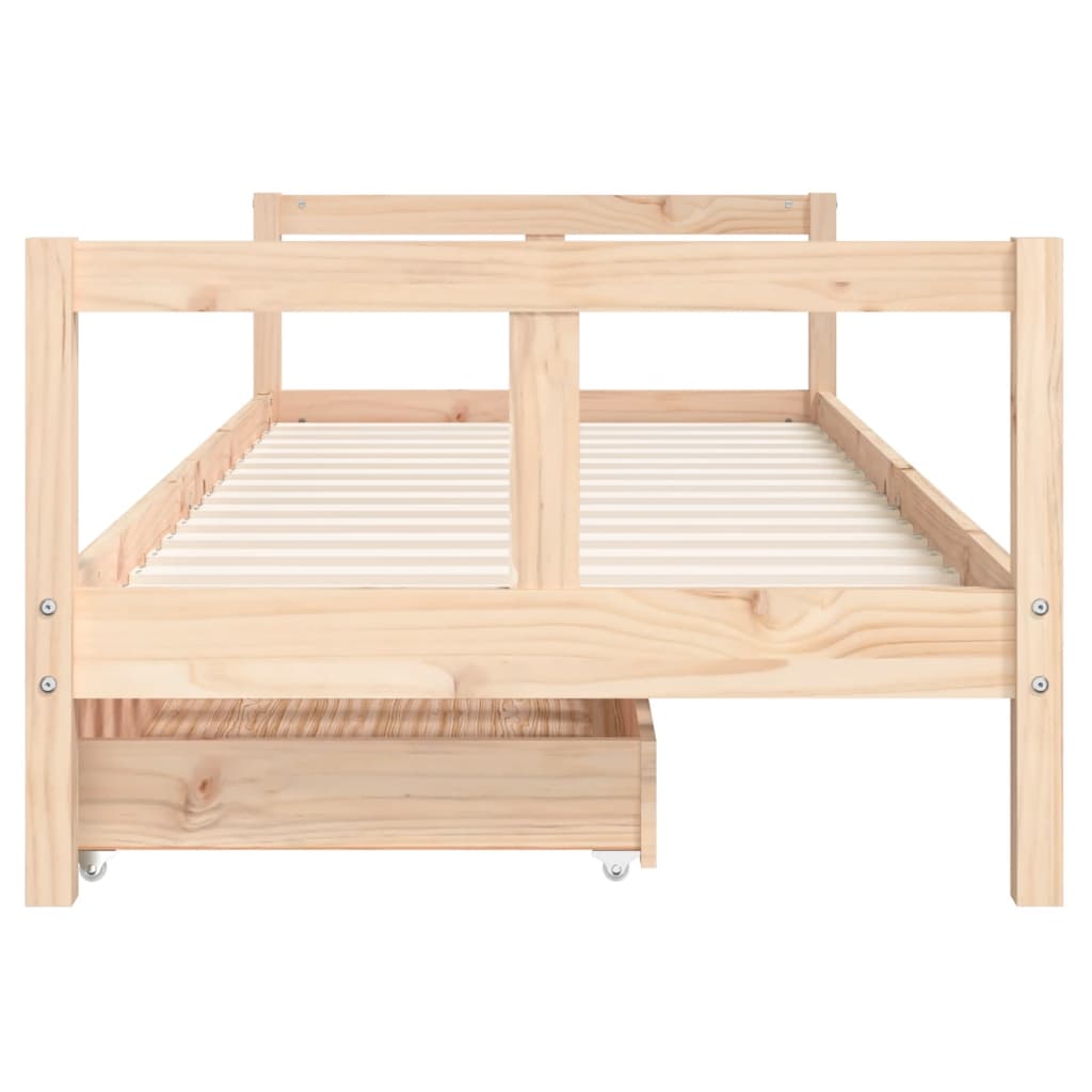 Kids Bed Frame with Drawers 80x200 cm Solid Wood Pine