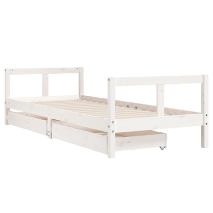 Kids Bed Frame with Drawers White 80x200 cm Solid Wood Pine