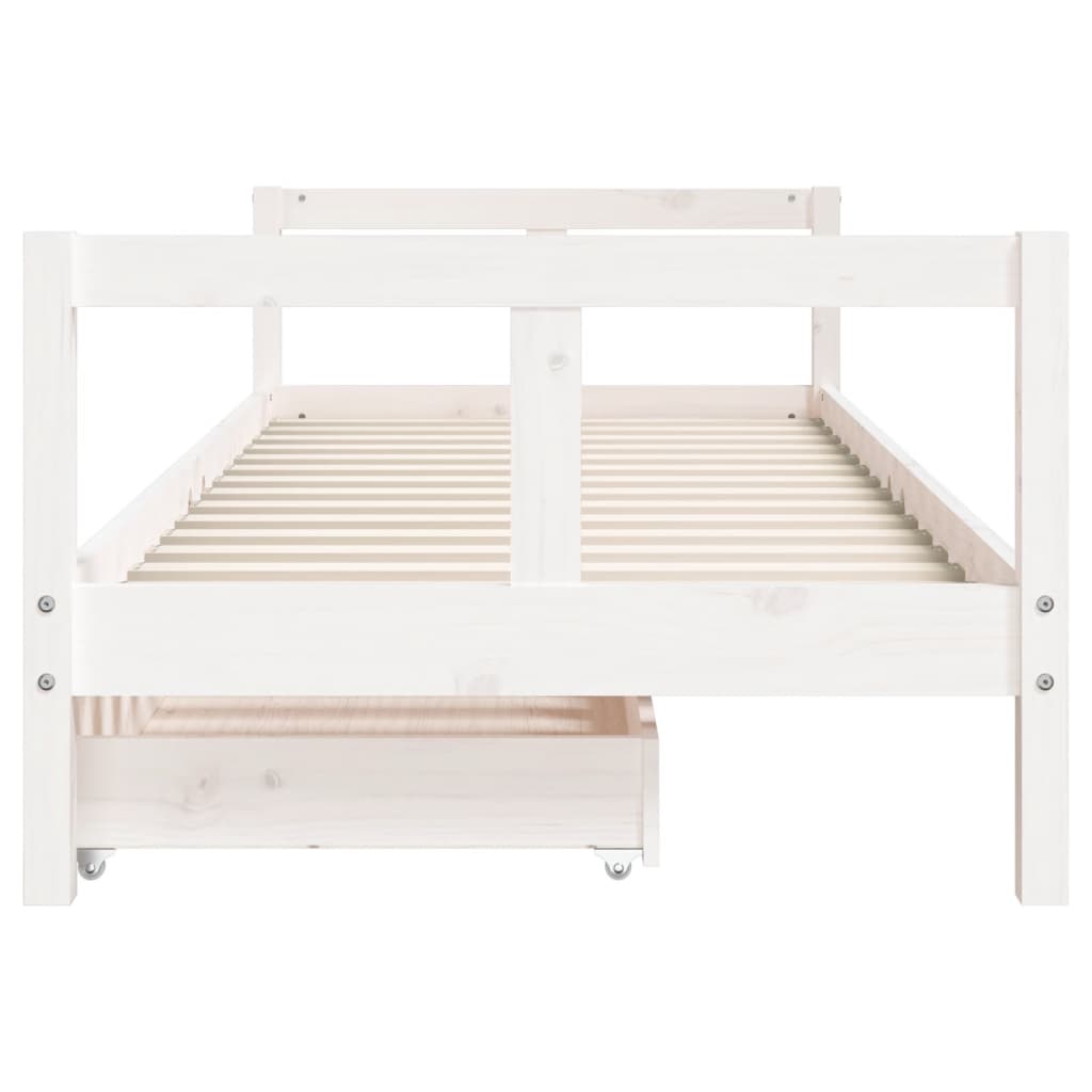 Kids Bed Frame with Drawers White 80x200 cm Solid Wood Pine