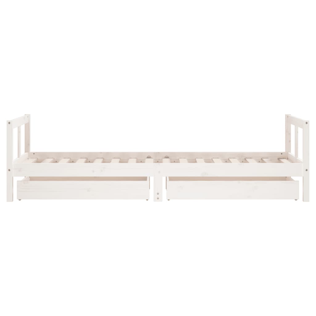 Kids Bed Frame with Drawers White 80x200 cm Solid Wood Pine