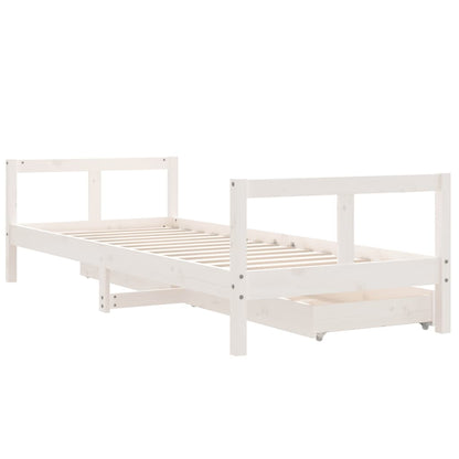 Kids Bed Frame with Drawers White 80x200 cm Solid Wood Pine