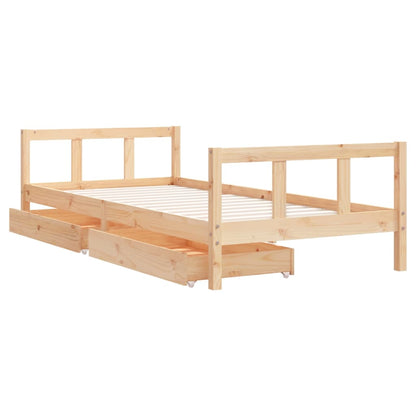 Kids Bed Frame with Drawers 90x200 cm Solid Wood Pine