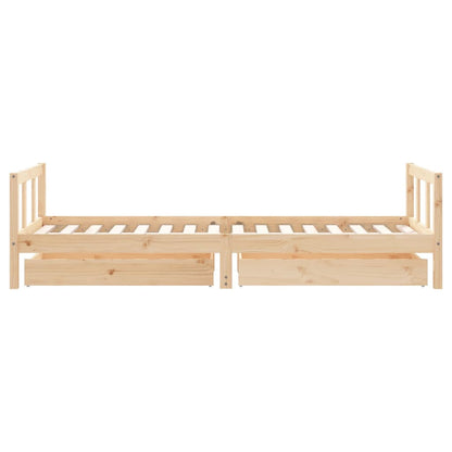 Kids Bed Frame with Drawers 90x200 cm Solid Wood Pine