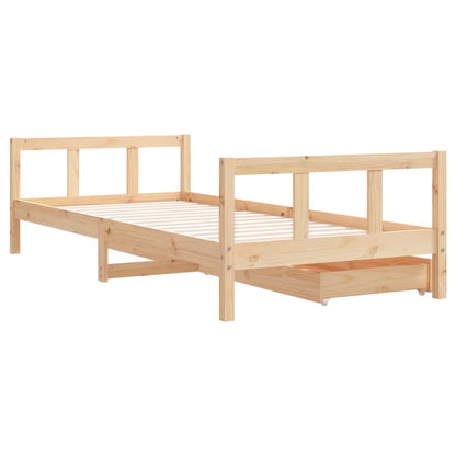 Kids Bed Frame with Drawers 90x200 cm Solid Wood Pine