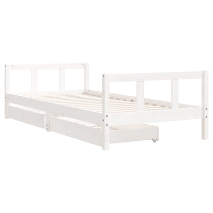 Kids Bed Frame with Drawers White 90x200 cm Solid Wood Pine