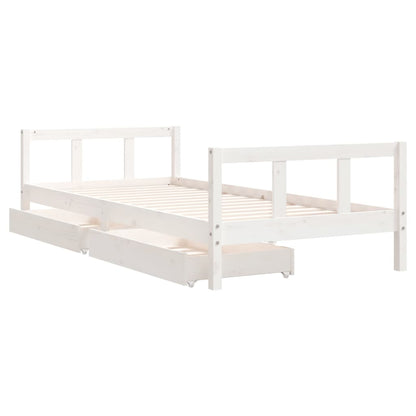 Kids Bed Frame with Drawers White 90x200 cm Solid Wood Pine