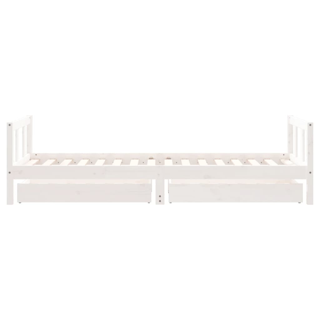 Kids Bed Frame with Drawers White 90x200 cm Solid Wood Pine