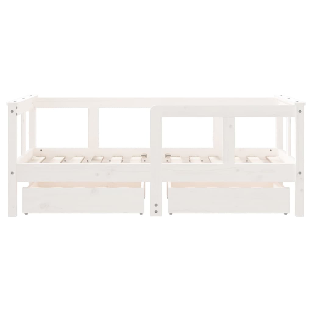 Kids Bed Frame with Drawers White 70x140 cm Solid Wood Pine