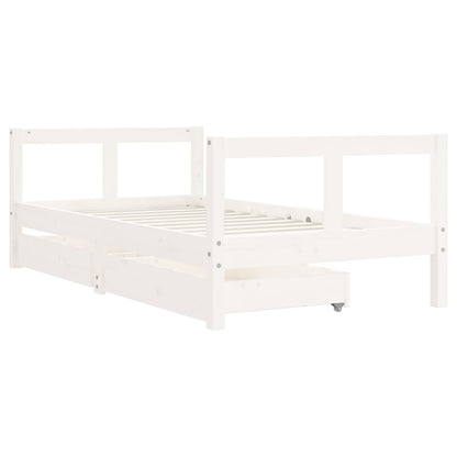 Kids Bed Frame with Drawers White 80x160 cm Solid Wood Pine