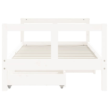 Kids Bed Frame with Drawers White 80x160 cm Solid Wood Pine