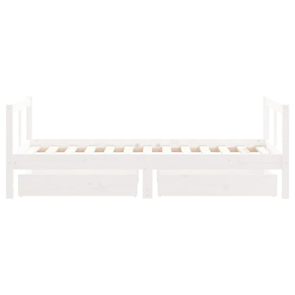 Kids Bed Frame with Drawers White 80x160 cm Solid Wood Pine