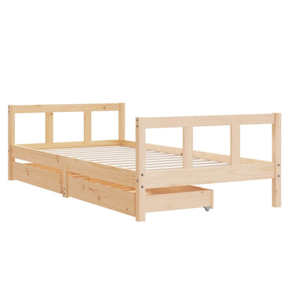 Kids Bed Frame with Drawers 90x190 cm Solid Wood Pine