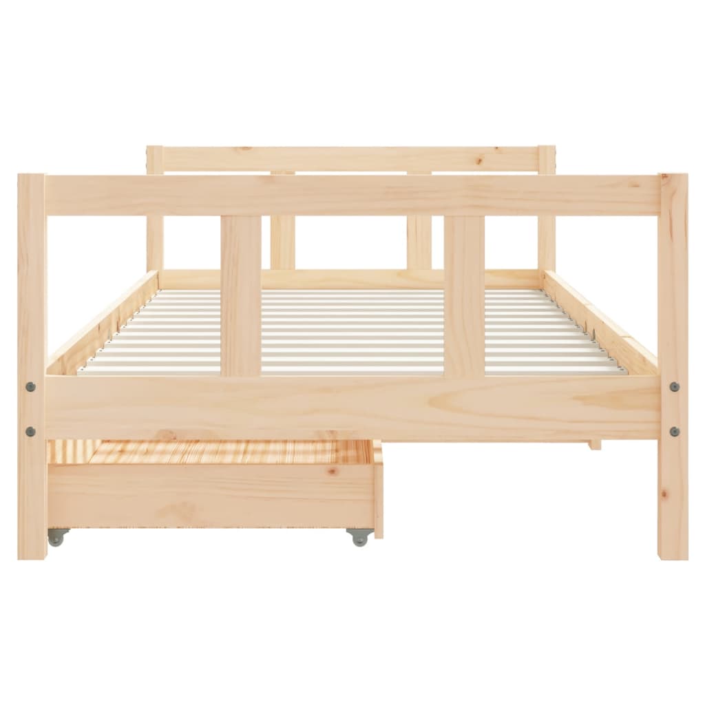 Kids Bed Frame with Drawers 90x190 cm Solid Wood Pine