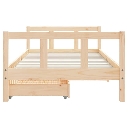 Kids Bed Frame with Drawers 90x190 cm Solid Wood Pine