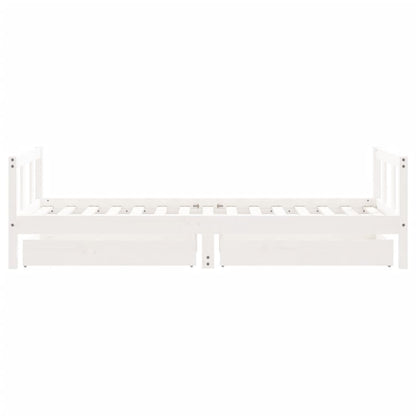 Kids Bed Frame with Drawers White 90x190 cm Solid Wood Pine