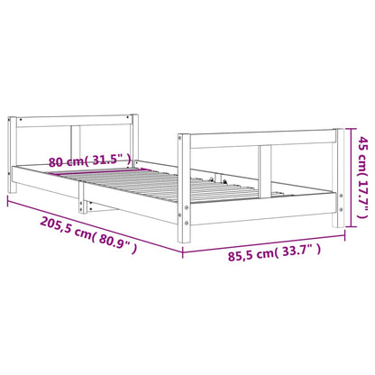 Kids Bed Frame 80x200 cm Solid Wood Pine