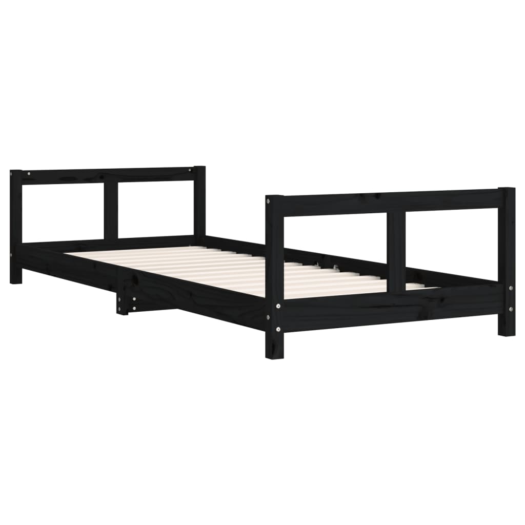 Kids Bed Frame Black 80x200 cm Solid Wood Pine