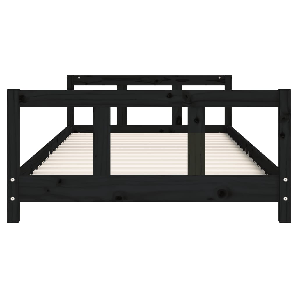 Kids Bed Frame Black 90x200 cm Solid Wood Pine