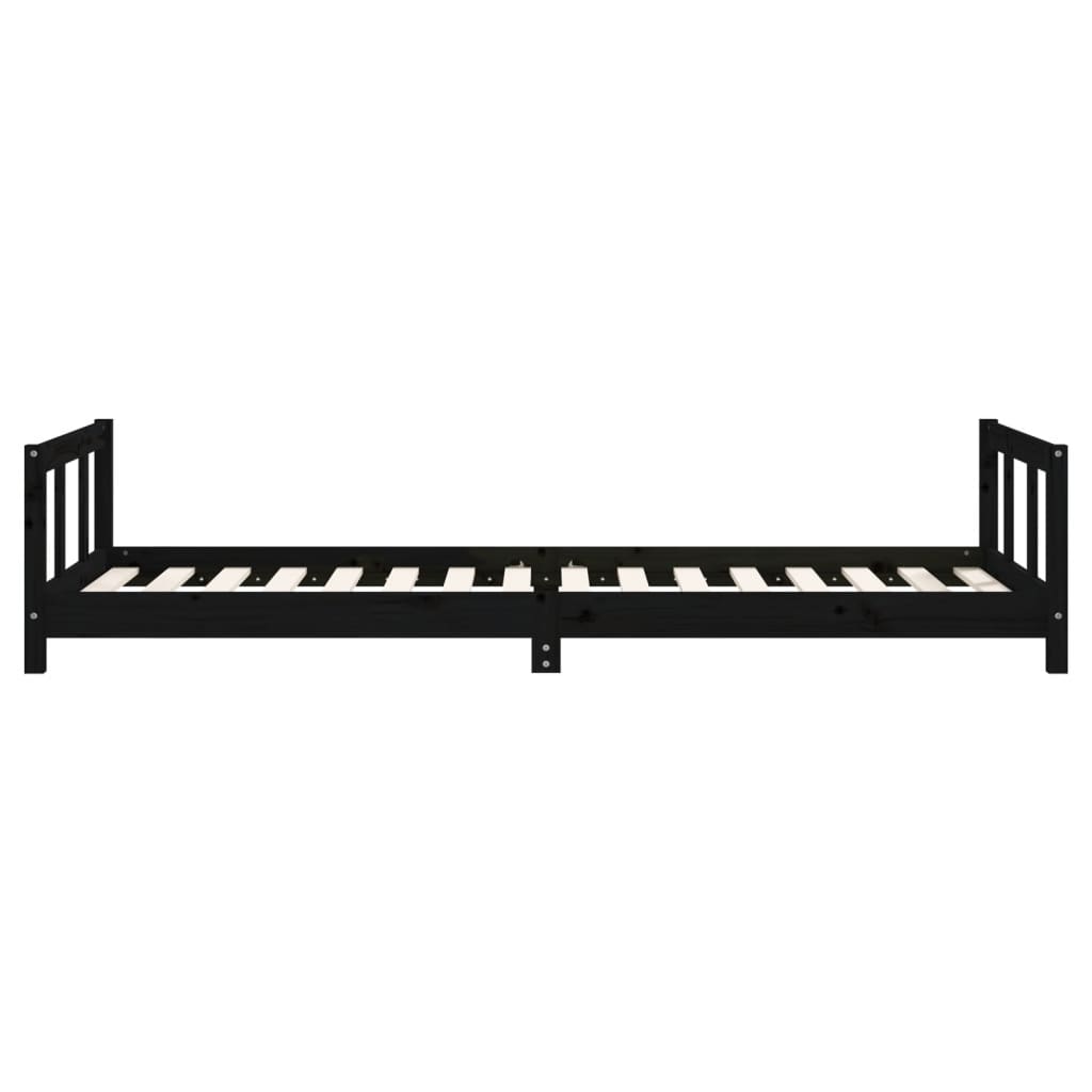 Kids Bed Frame Black 90x200 cm Solid Wood Pine