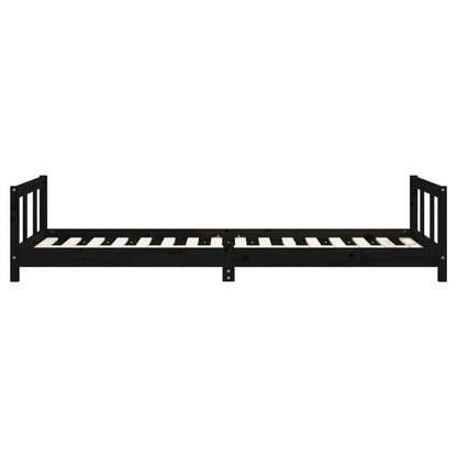 Kids Bed Frame Black 90x200 cm Solid Wood Pine