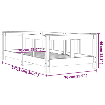 Kids Bed Frame White 70x140 cm Solid Wood Pine