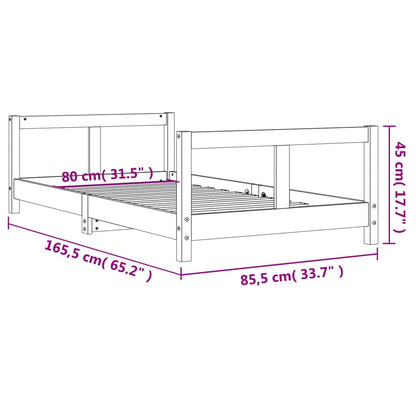 Kids Bed Frame White 80x160 cm Solid Wood Pine