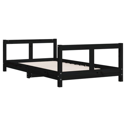 Kids Bed Frame Black 80x160 cm Solid Wood Pine