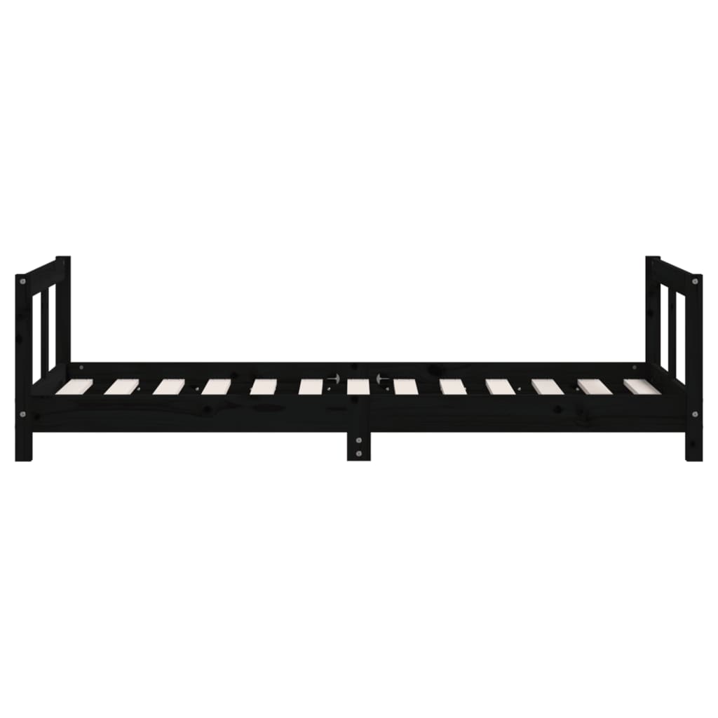 Kids Bed Frame Black 80x160 cm Solid Wood Pine