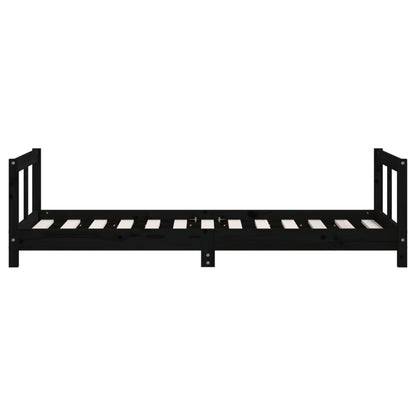 Kids Bed Frame Black 80x160 cm Solid Wood Pine