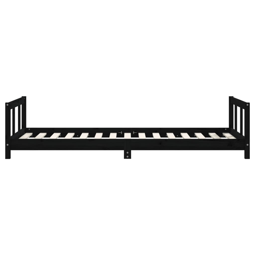 Kids Bed Frame Black 90x190 cm Solid Wood Pine