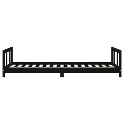 Kids Bed Frame Black 90x190 cm Solid Wood Pine