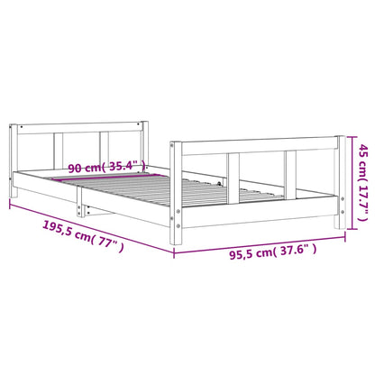 Kids Bed Frame Black 90x190 cm Solid Wood Pine