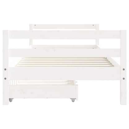 Kids Bed Frame with Drawers White 80x200 cm Solid Wood Pine