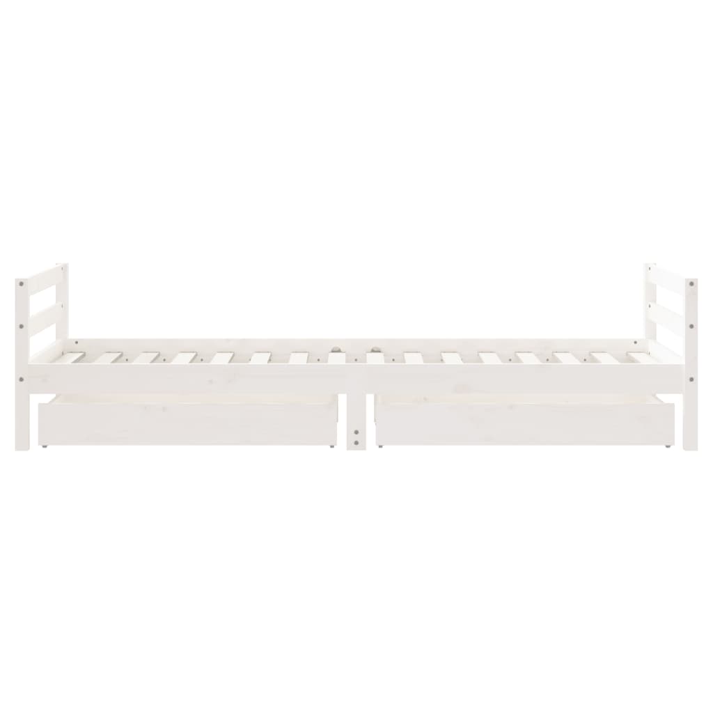 Kids Bed Frame with Drawers White 80x200 cm Solid Wood Pine