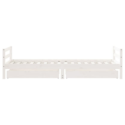 Kids Bed Frame with Drawers White 80x200 cm Solid Wood Pine