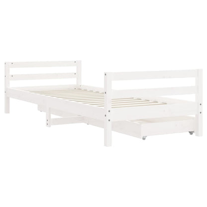 Kids Bed Frame with Drawers White 80x200 cm Solid Wood Pine