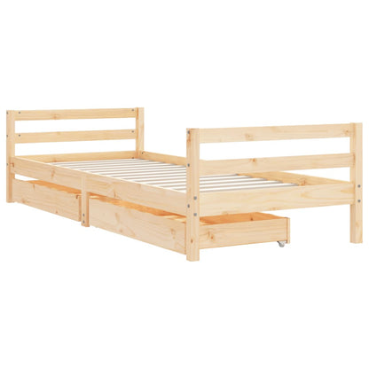 Kids Bed Frame with Drawers 90x200 cm Solid Wood Pine