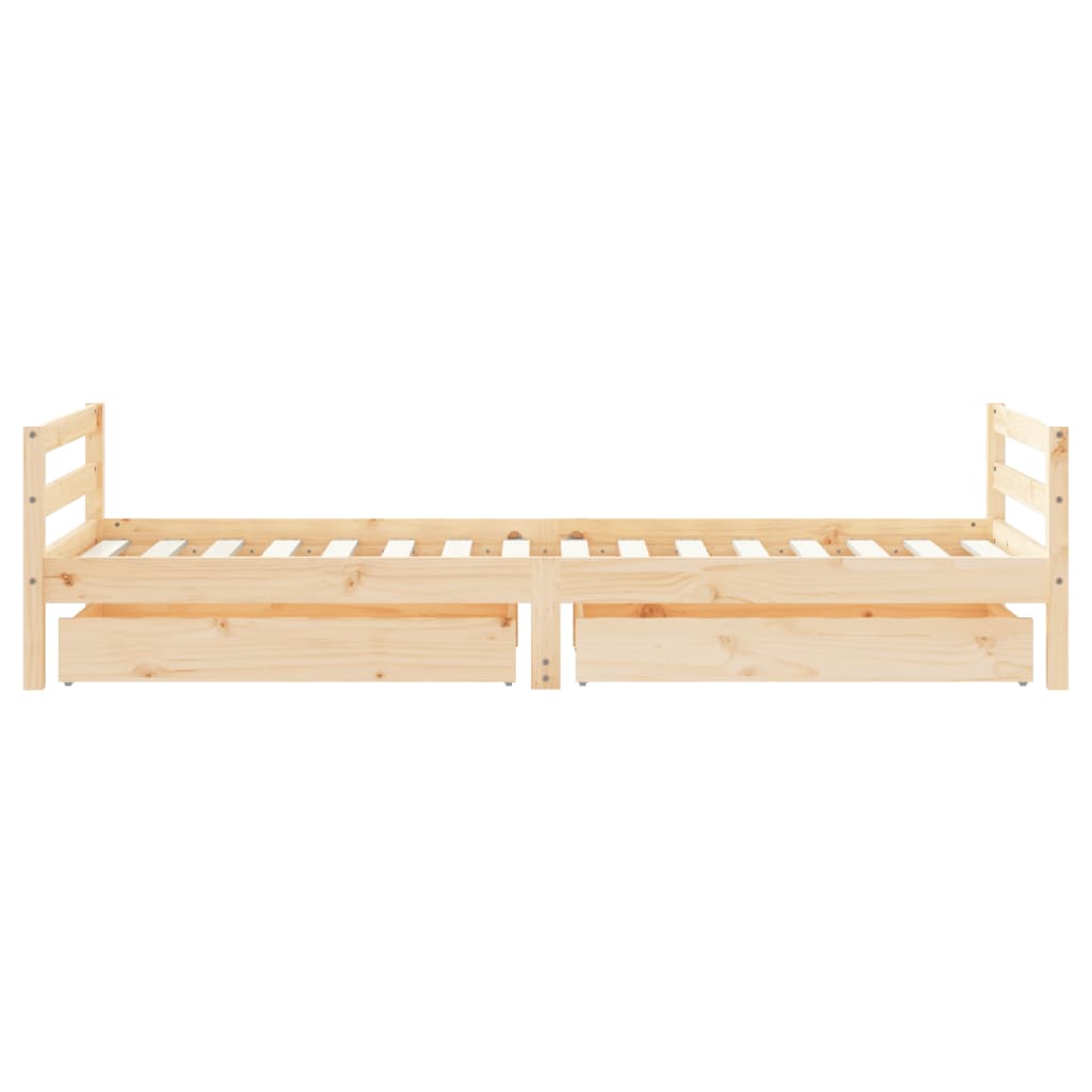 Kids Bed Frame with Drawers 90x200 cm Solid Wood Pine