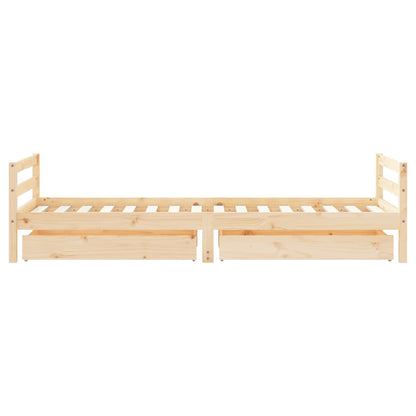 Kids Bed Frame with Drawers 90x200 cm Solid Wood Pine