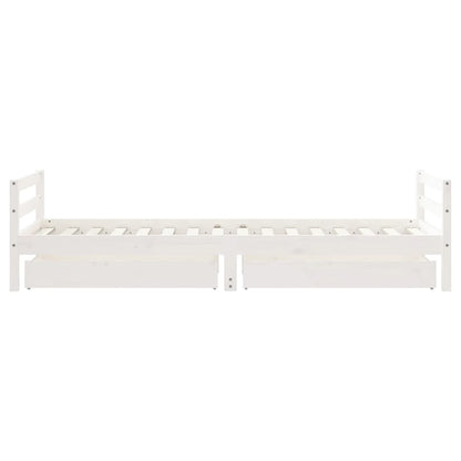 Kids Bed Frame with Drawers White 90x200 cm Solid Wood Pine