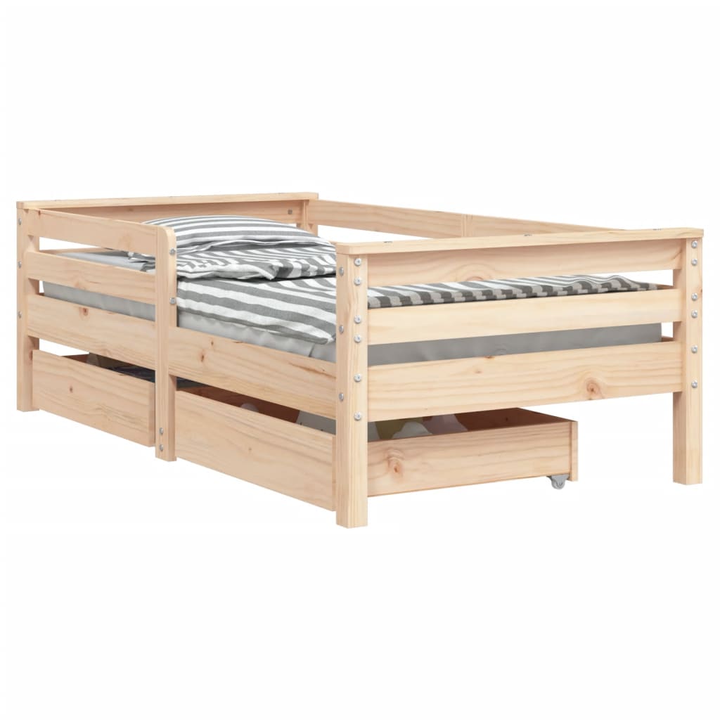 Kids Bed Frame with Drawers 70x140 cm Solid Wood Pine