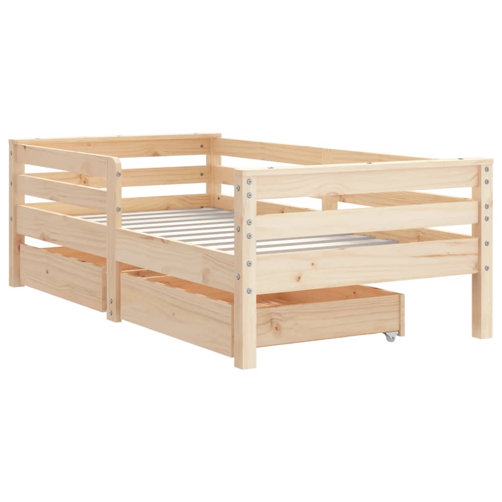 Kids Bed Frame with Drawers 70x140 cm Solid Wood Pine