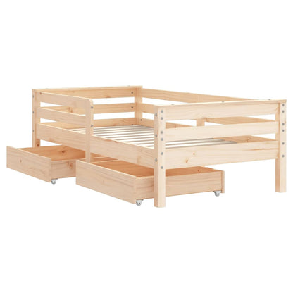 Kids Bed Frame with Drawers 70x140 cm Solid Wood Pine