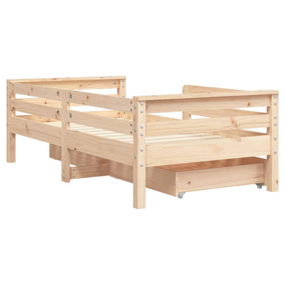 Kids Bed Frame with Drawers 70x140 cm Solid Wood Pine